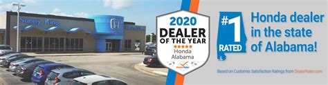 Sunny king honda - Sunny King Honda, trusted Honda dealership serving Anniston, Alabama and nearby area. Whether you’ re looking to purchase a new, pre-owned, or certified pre-owned Honda, our dealership can help you get behind the wheel of your dream car.